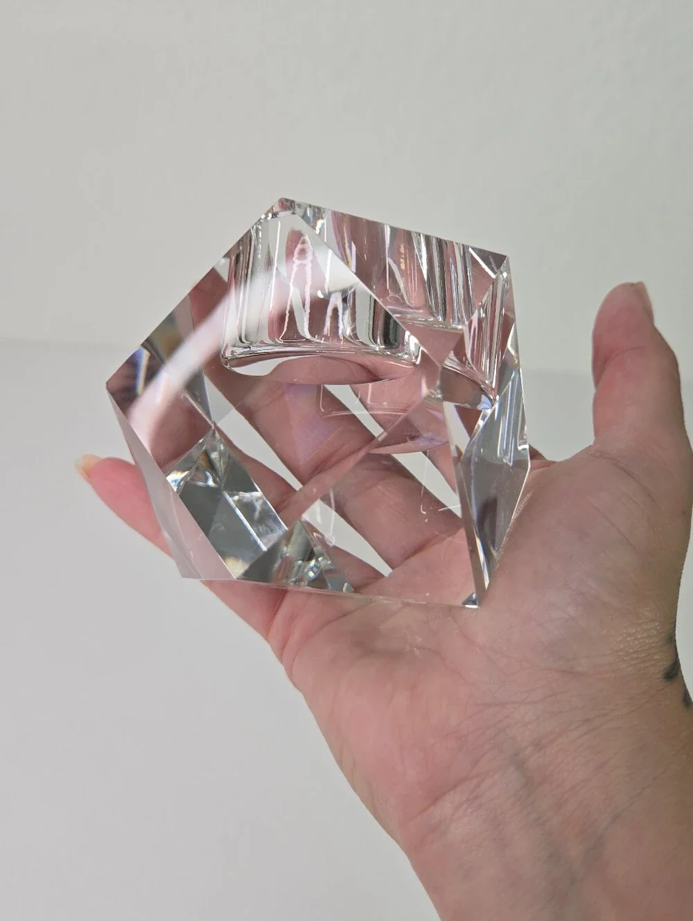Rosenthal‎ Crystal Candle Holder Pair Regency Geometric Faceted Votive Tea Light